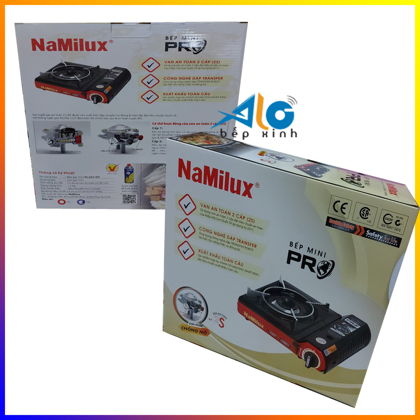 Bếp ga mini Namilux 2S PL2021PPF / PL2021PF + 1 LON  - MẪU MỚI NHẤT - CHỐNG CHÁY NỔ - BH 6 tháng - Alo Bếp Xinh