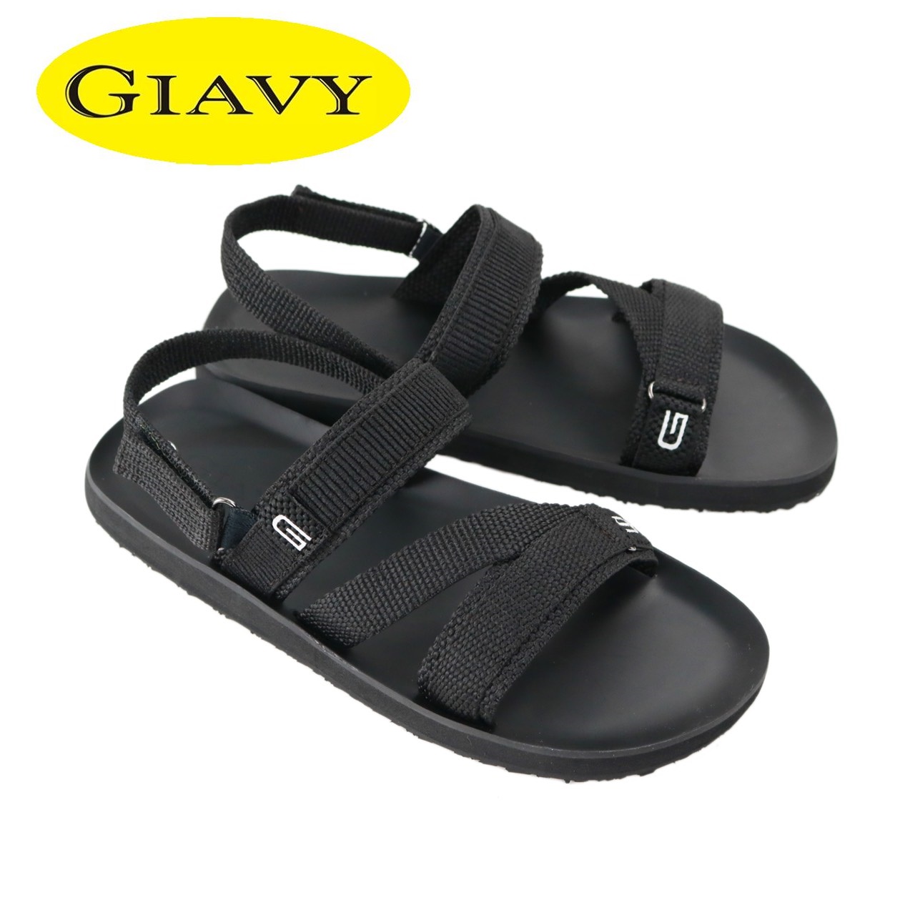Giày Sandal nam Gia Vy chính hãng (Giavy SL377 màu đen, quai vải dù, đế cao su không thấm nước, Size nam 39 40 41 42 43 )