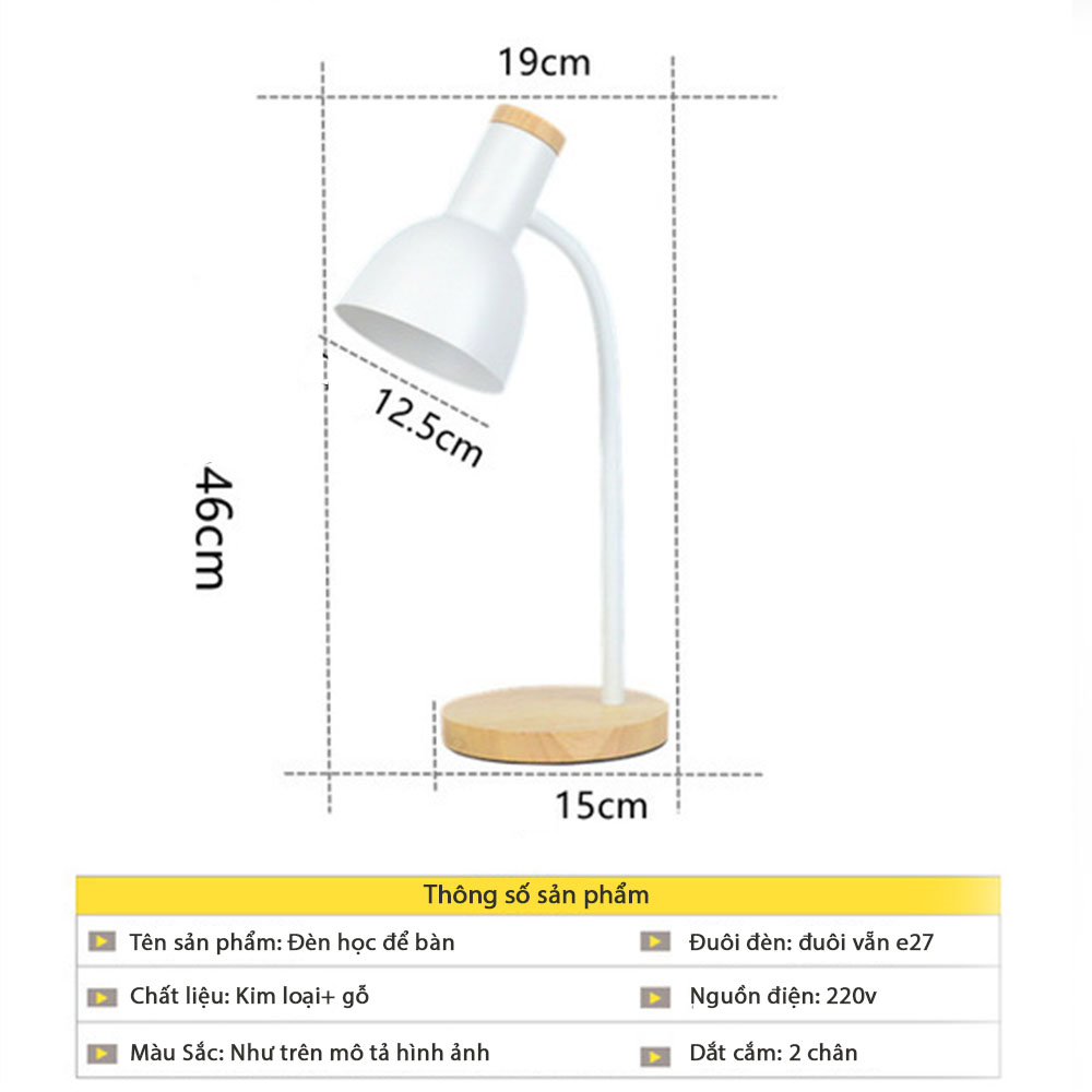 Đèn Để Bàn Học Chống Cận Đế Gỗ Bóng Led