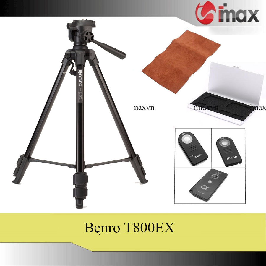Chân máy ảnh benro t800ex + da cừu lau len + remote cho máy ảnh + hộp đựng thẻ nhớ