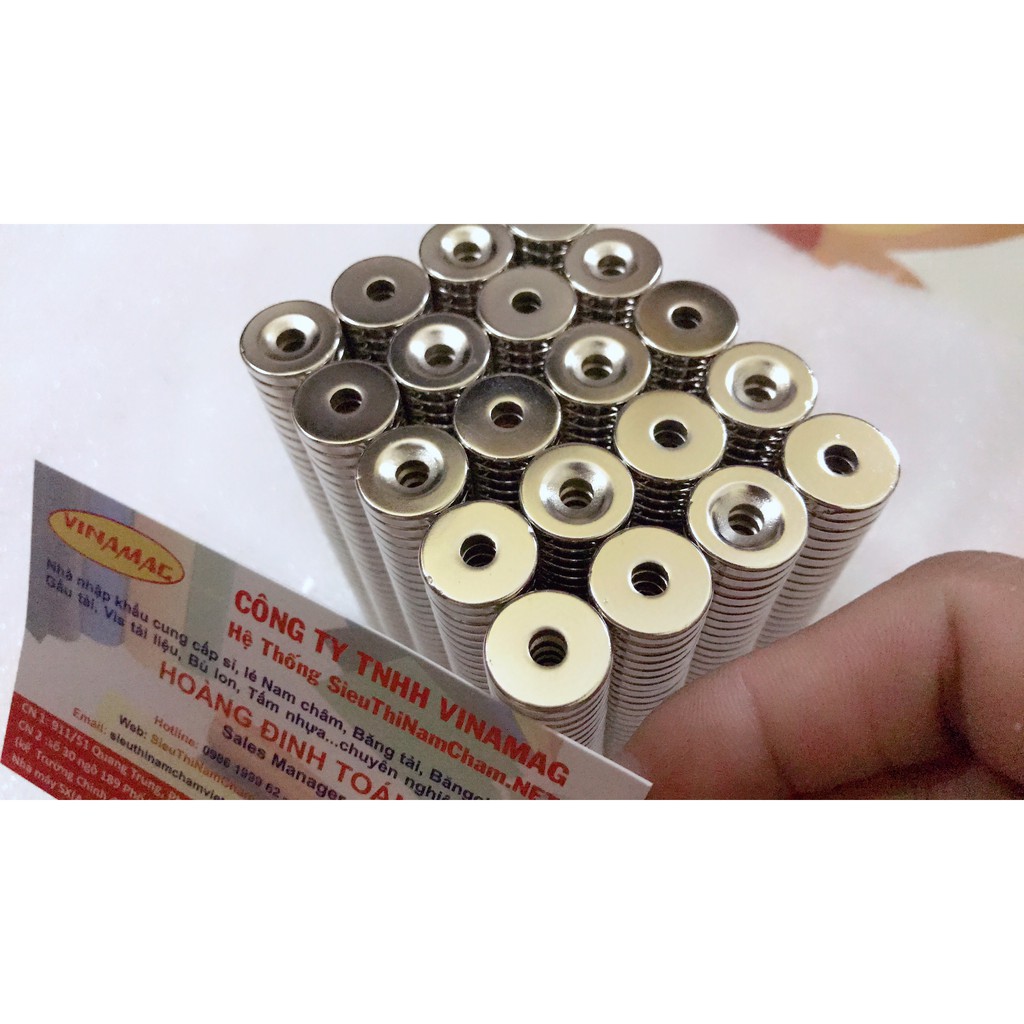 nam châm mạnh D15 * 3 lỗ 4MM