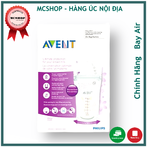 Túi trữ sữa 25pcs 180ml philips Avent CHĨNH HÃNG