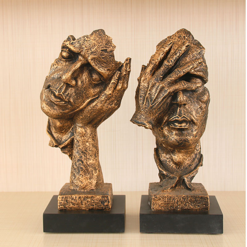 Tượng Decor Gương Mặt Không Nghe 3D (Màu Vàng - Bạc)
