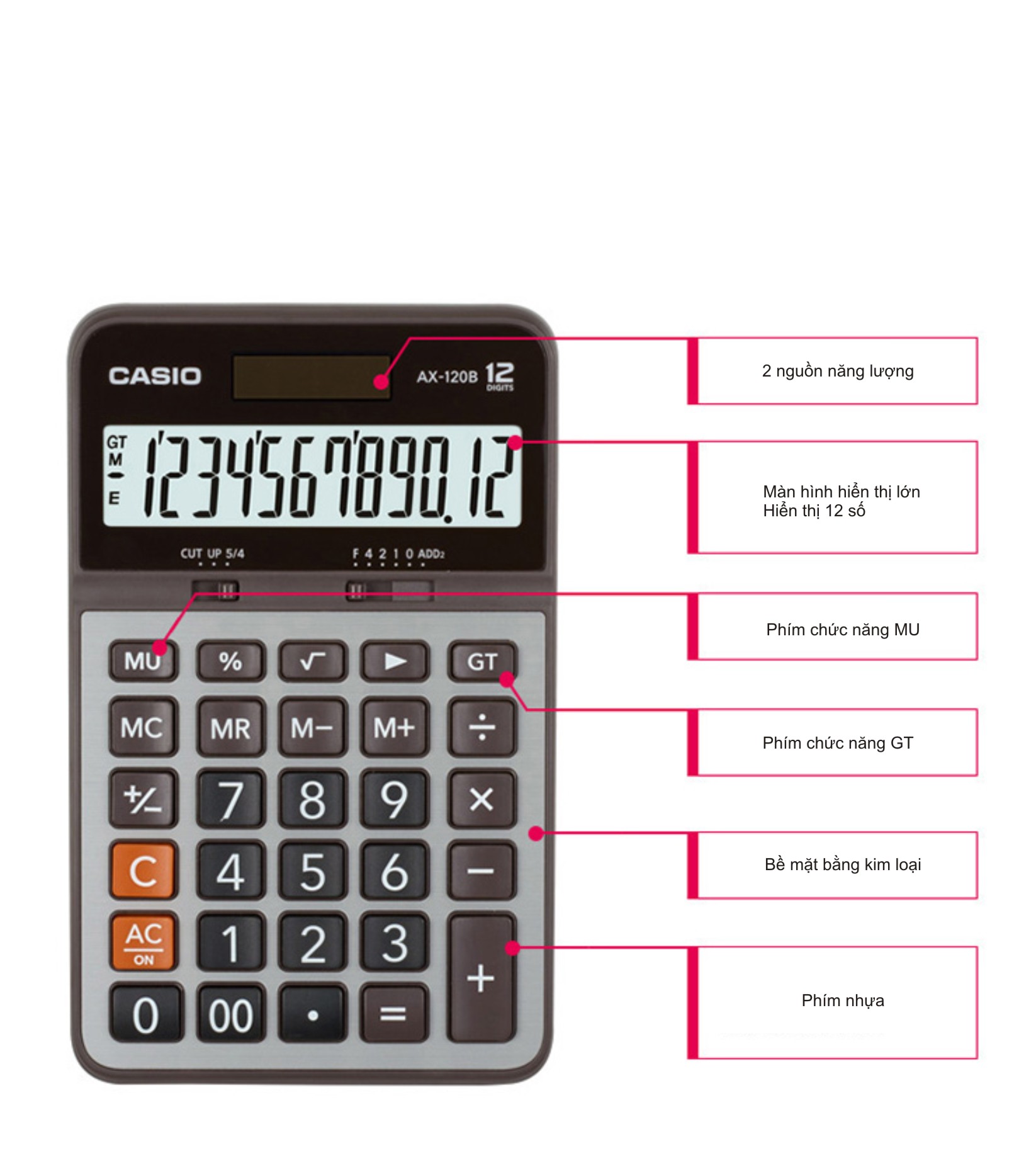 [HCM]Máy tính Casio AX-120B 12 (Nâu)