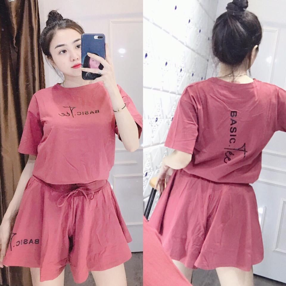 bộ đồ quần xòe giả váy chất thun coton