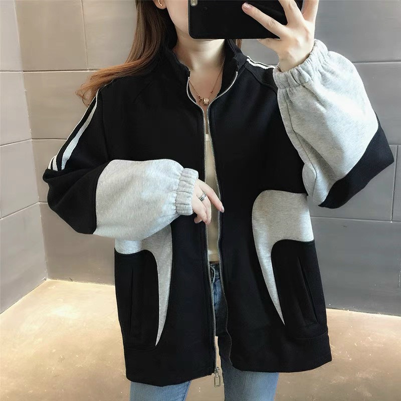 Áo Khoác Hoodie Nam Nữ Ulzzang Unisex cổ đứng Phối 2 Màu - Áo khoác nỉ form rộng nỉ bông dày dặn cotton mềm mịn Ut933