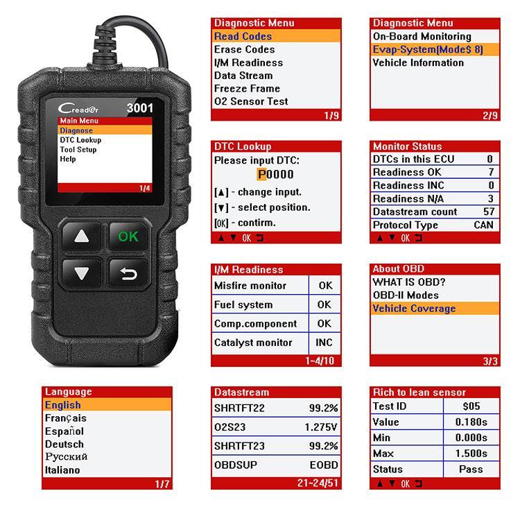 Máy đọc lỗi động cơ đa năng LAUNCH Creader 3001 / CR3001 OBD II