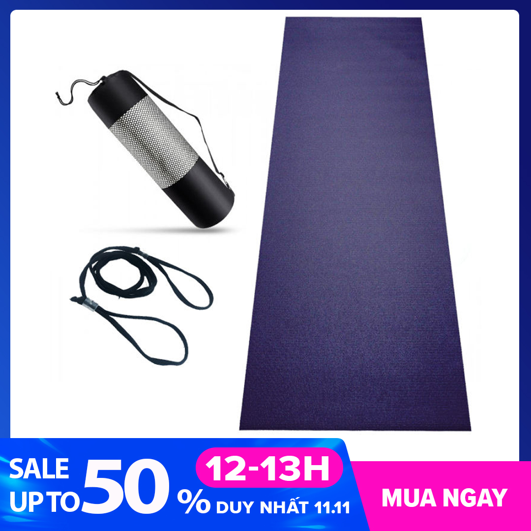 Thảm tập yoga PVC 4mm (Tặng kèm túi đựng & dây buộc thảm)