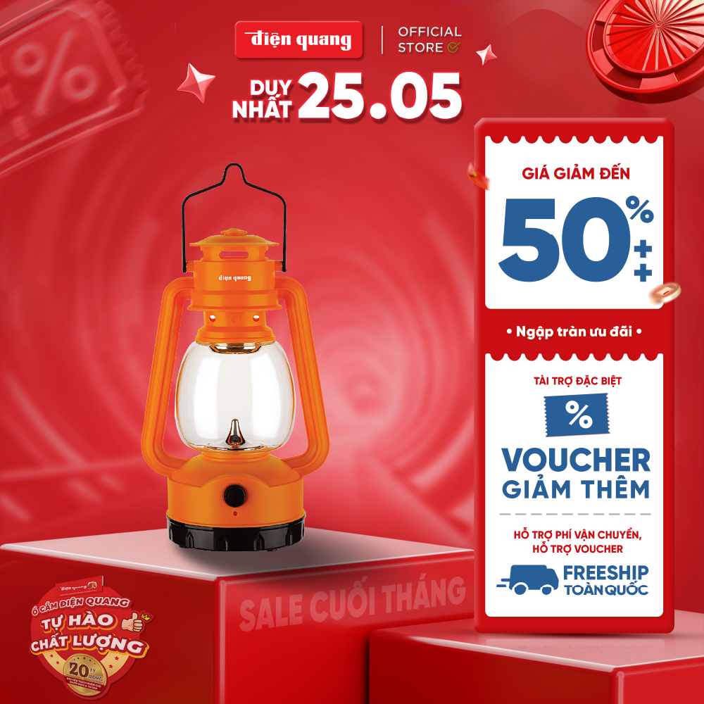 Đèn sạc Led Điện Quang ĐQ PRL05 O (1W, ánh sáng trắng, cam)