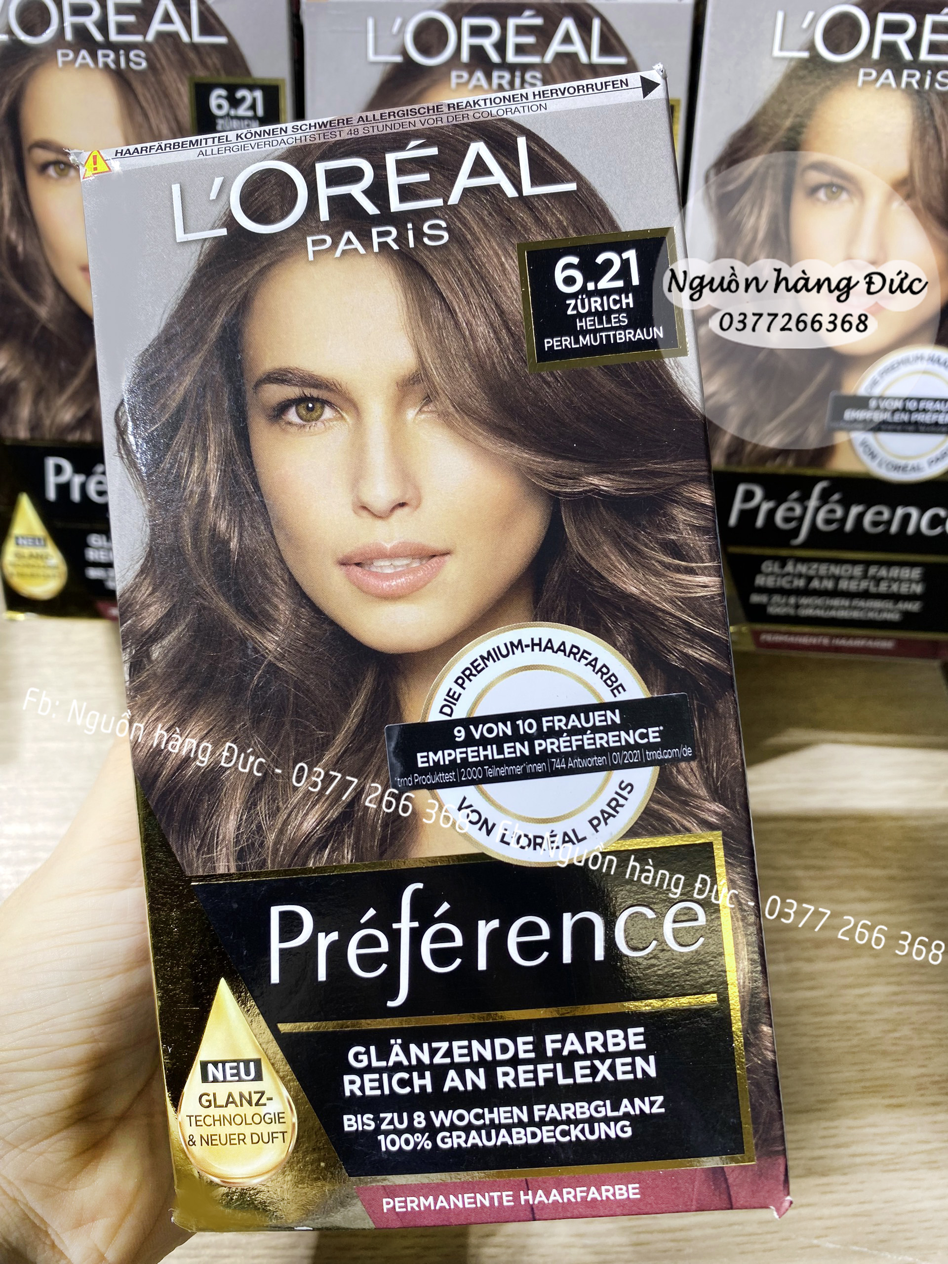 [Cao cấp] Thuốc nhuộm tóc Loreal Nâu lạnh Preference 6.21 chuẩn Đức- Nguồn hàng Đức