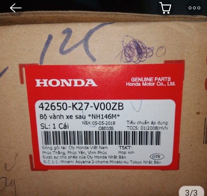 Mâm sau air blade ab 125 màu trắng honda chính hãng