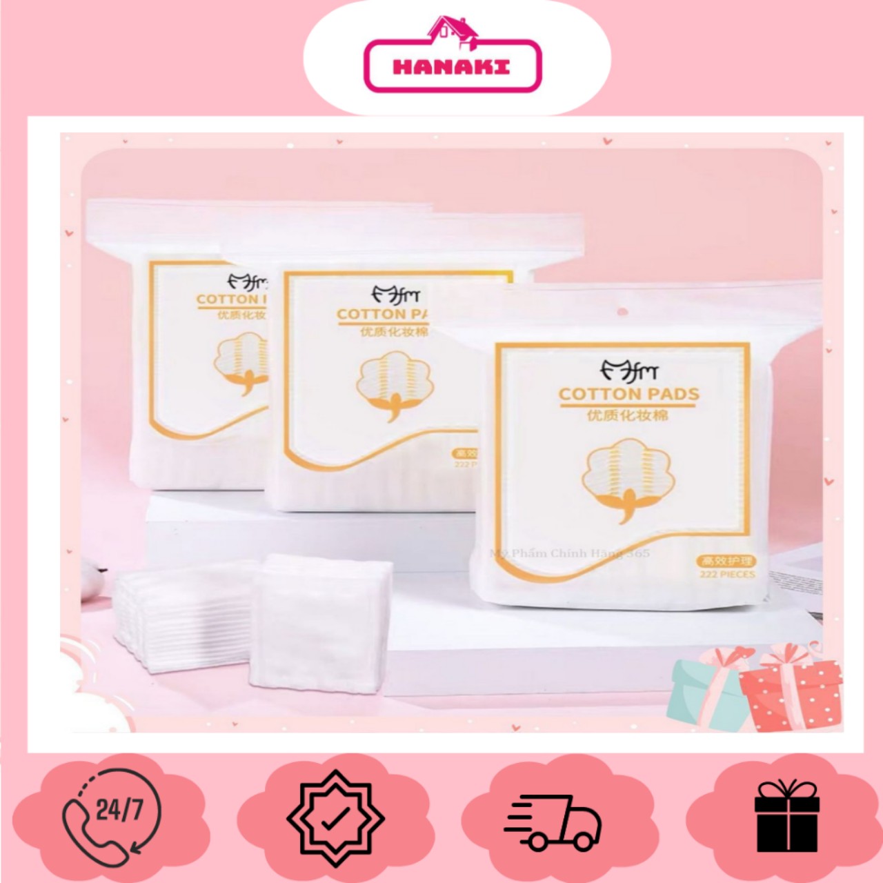 Bông tẩy trang 3 lớp Cotton Pads Túi 222 miếng