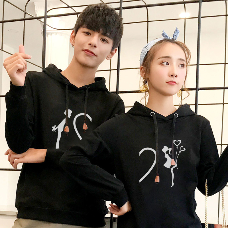 Áo nỉ đôi( giá đã gồm 2 áo) có mũ in cô gái cậu bé ghép tim ý nghĩa