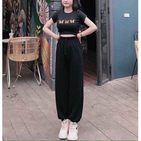Sét croptop bướm vàng +quần bom PM60