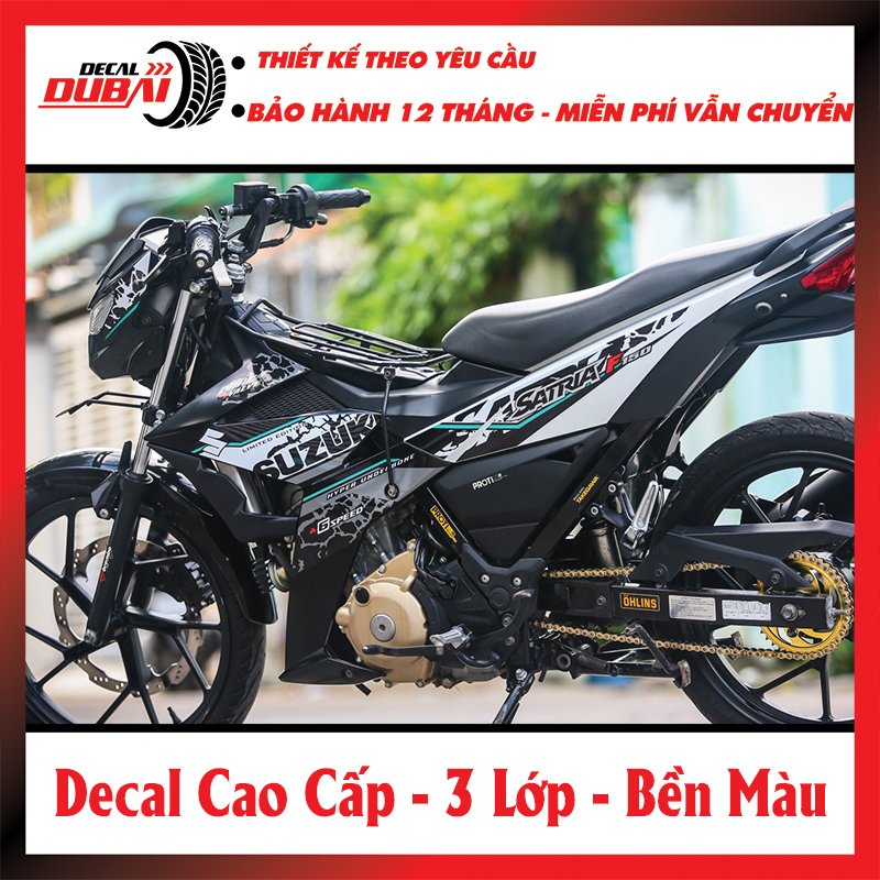 Tem Trùm Satria Raider Trắng Đen F150