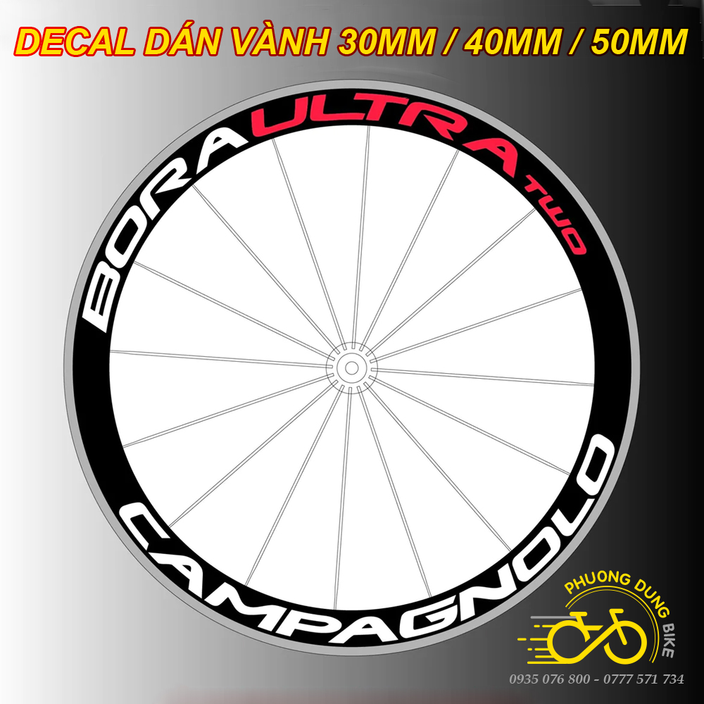 Tem decal dán vành xe đạp road 700C (CAMPA, DURA, GIANT, FAST FORWARD...)