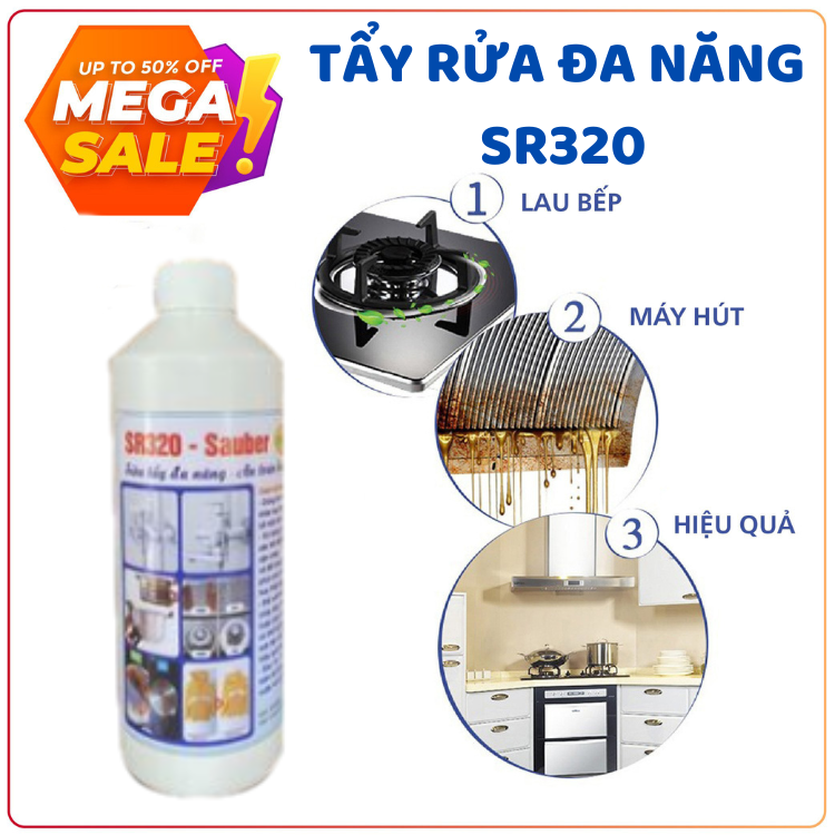 Tẩy Rửa Đa Năng SR320 Tẩy Sạch Mọi Vết Bẩn Xoong Nồi Dung Dịch Tẩy Đa Năng Tẩy Kim Loại SR320 Đánh Bay Dầu Mỡ Vết Bẩn Cứng Đầu Chai Xịt Tẩy Đa Năng SR320 500ml Sử Dụng Mọi Bề Mặt An Toàn Và