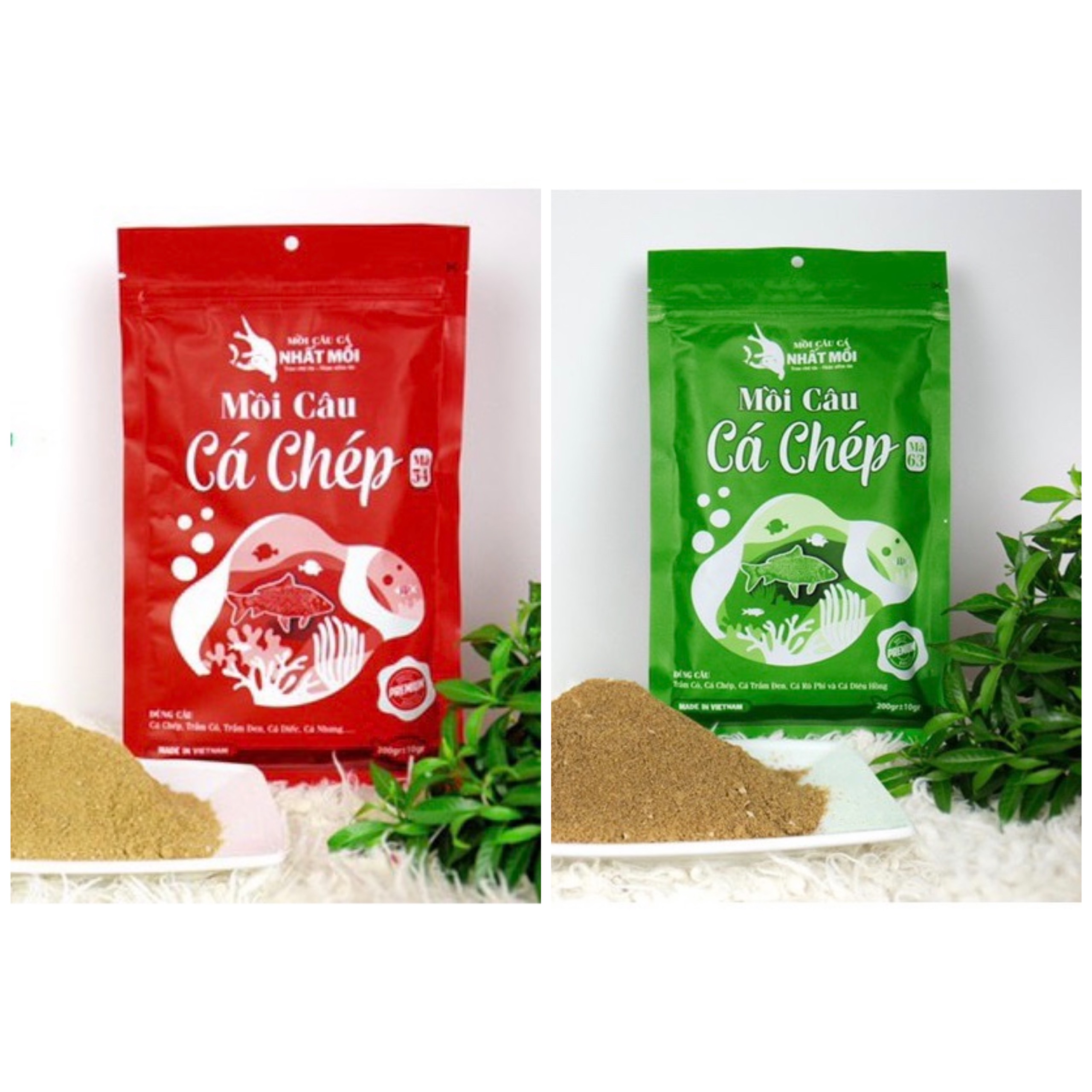 Mồi câu Cá Chép xanh - đỏ Phú Thành mã 63, mã 54
