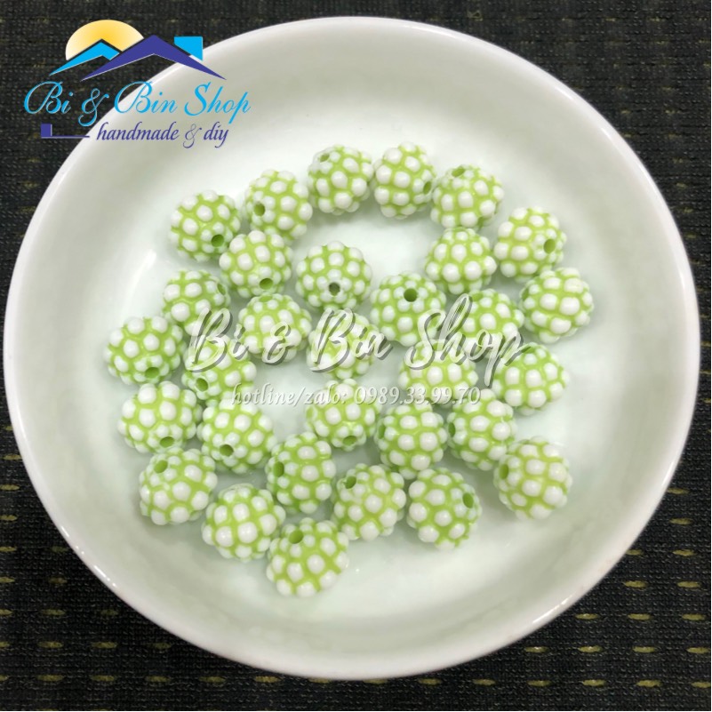 35-50 cái charm hạt nhựa quả châu nhiều màu làm vòng đeo tay, làm trang sức handmade
