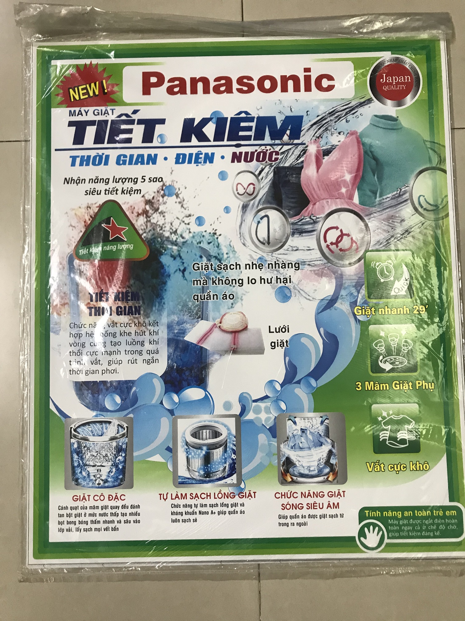 Miếng dán máy giặt Panasonic  - Tem dán máy giặt Panasonic (mẫu 3)