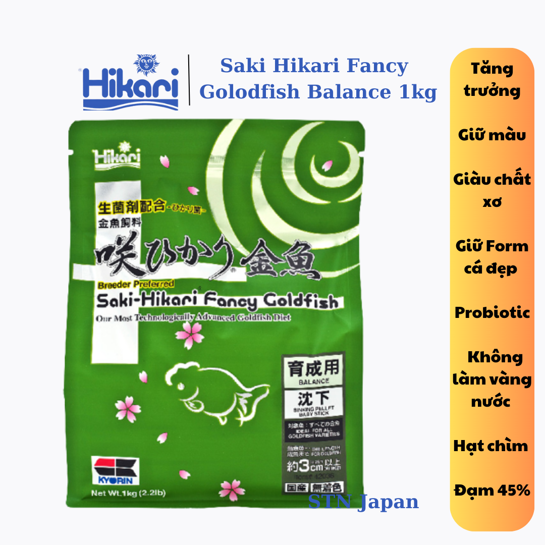Cám cá vàng tăng trưởng cân bằng dinh dưỡng hạt chìm Saki Hikari Fancy Goldfish 1kg