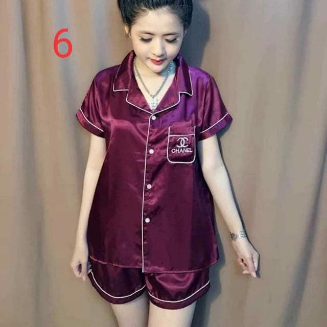 [HCM]Đồ bộ pijama phi lụa tay ngắn quần đùi LOẠI 1 - ảnh thật