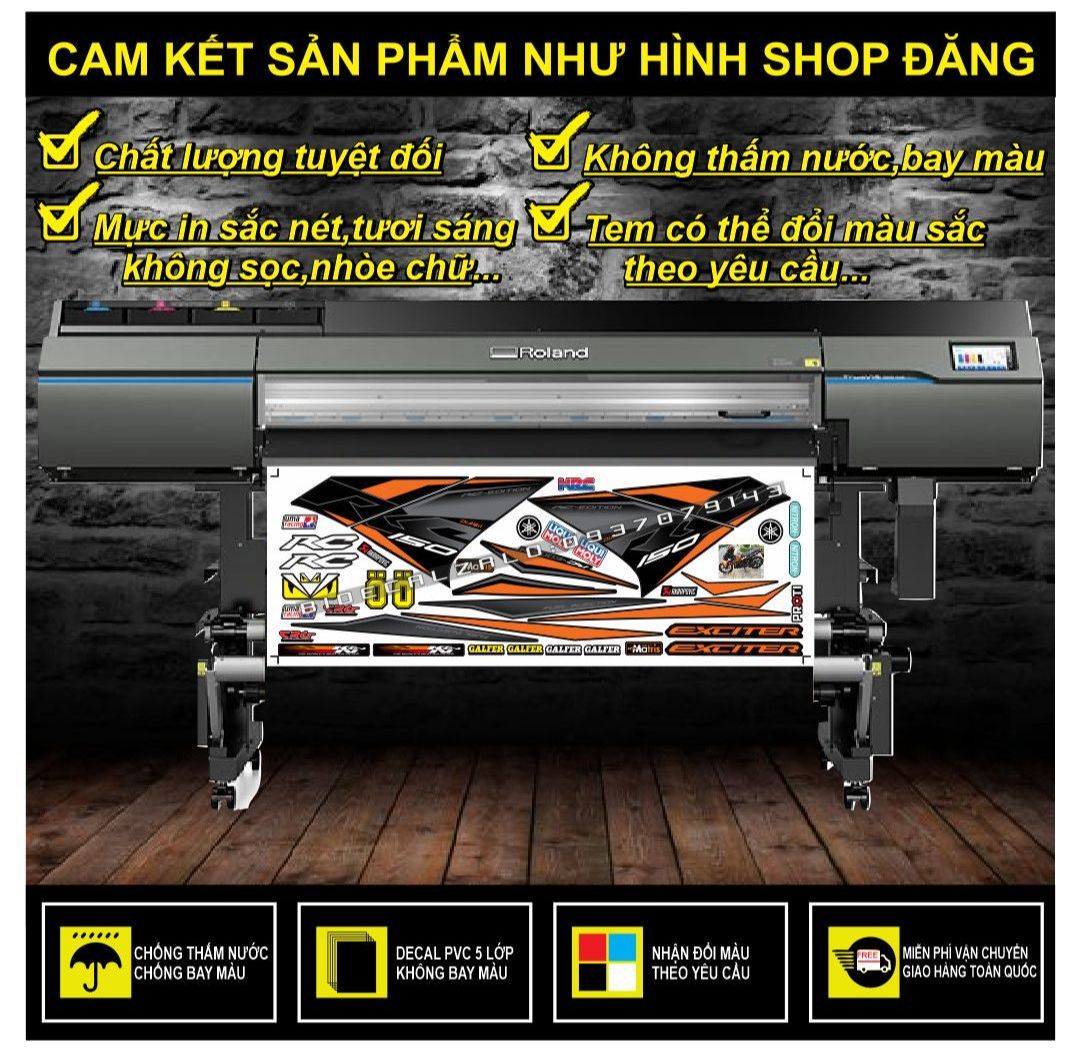 TEM RỜI EXCITER 150 RC MẪU ZIN PHỐI CAM ĐEN
