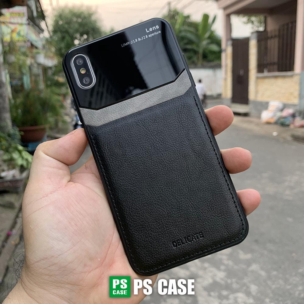 Ốp lưng da kính cao cấp dành cho iPhone X / iPhone XS - Màu đen - PS Case Phân Phối