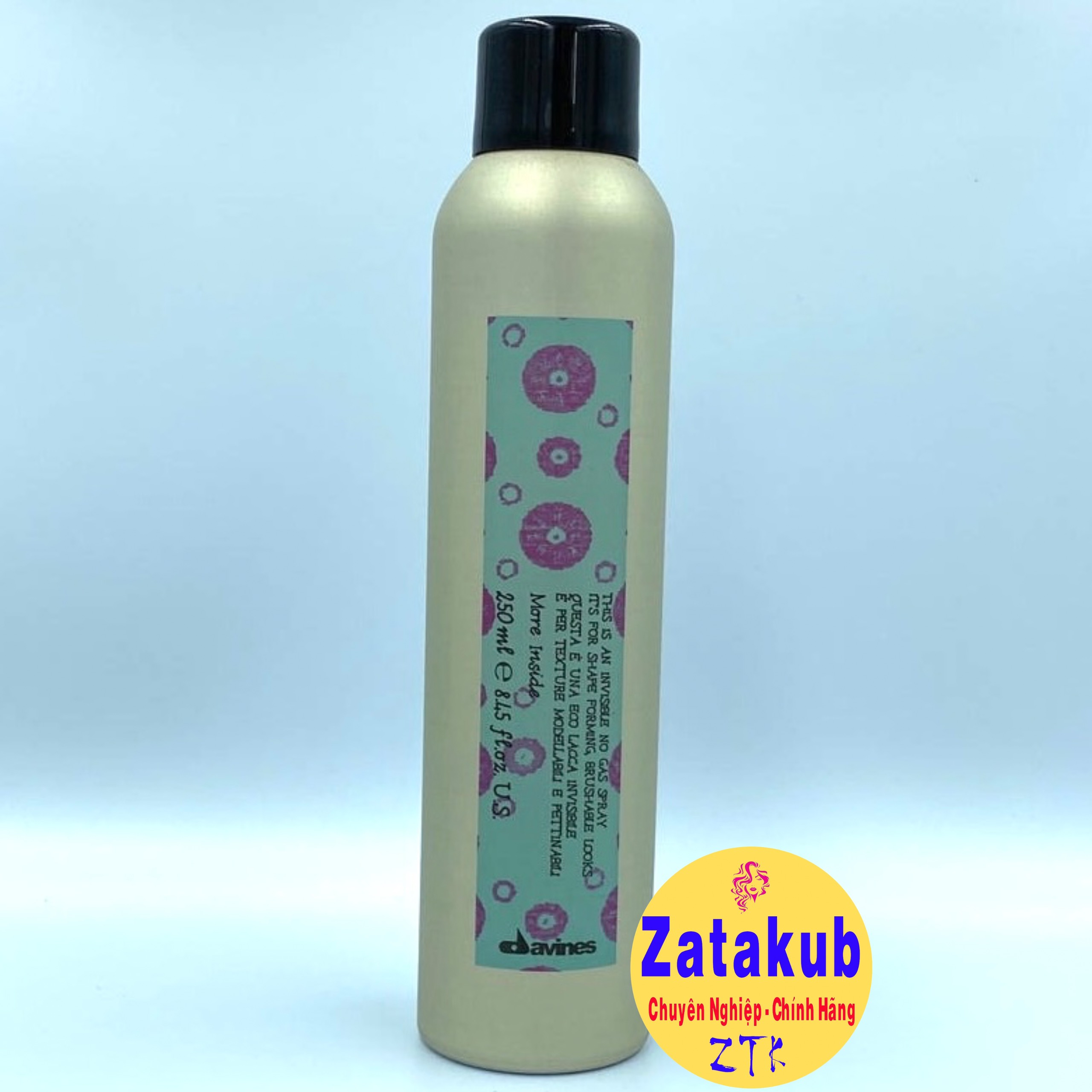 Gôm xịt tóc vô hình, không chứa gas, giữ kiểu trung bình Davines Invisible No Gas Spray 250ml