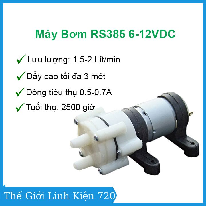Máy bơm rs385 6-12vdc 1.5-2l/min