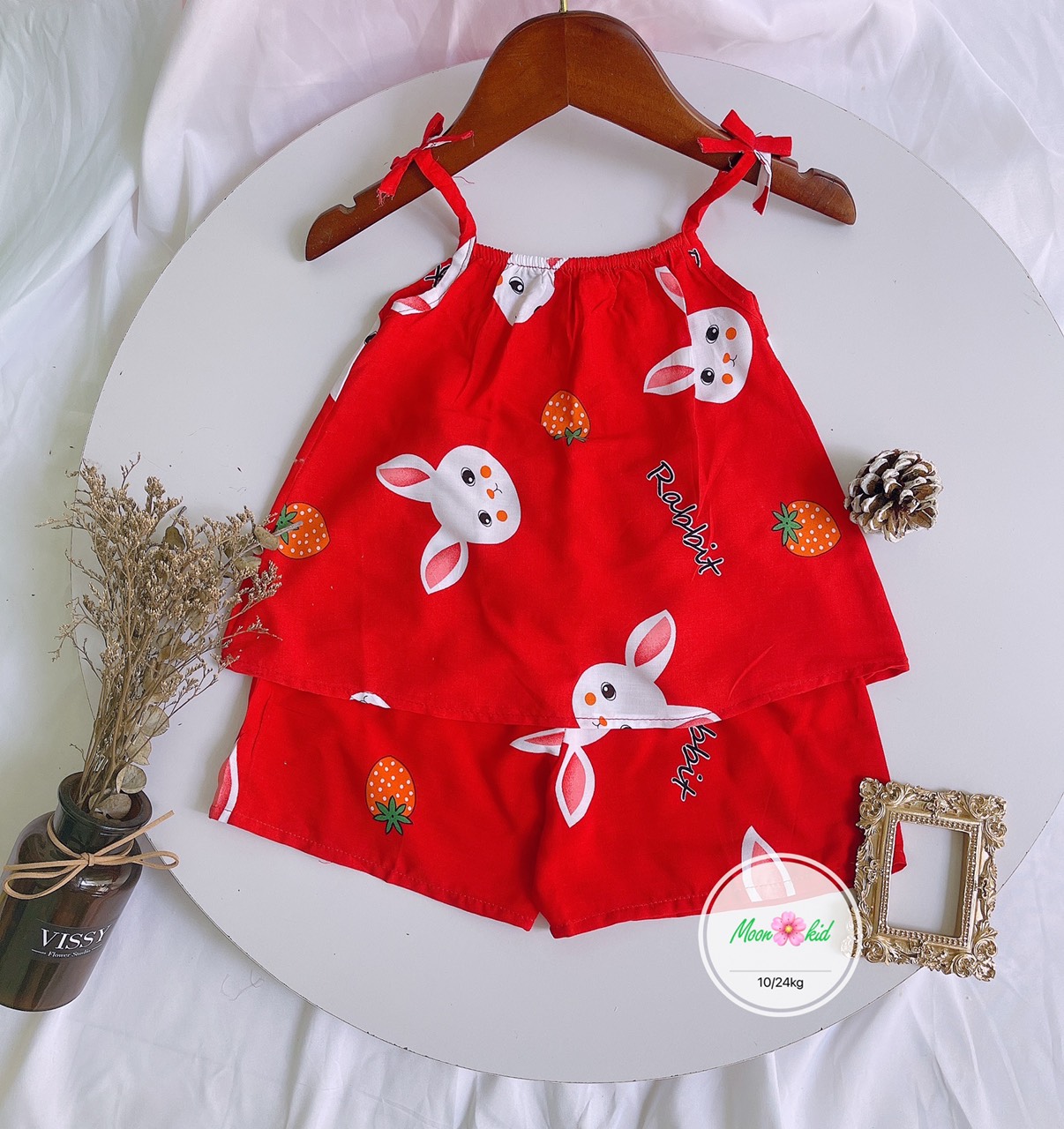 Bộ lanh mát mẻ 2 dây 4 màu cho bé gái
