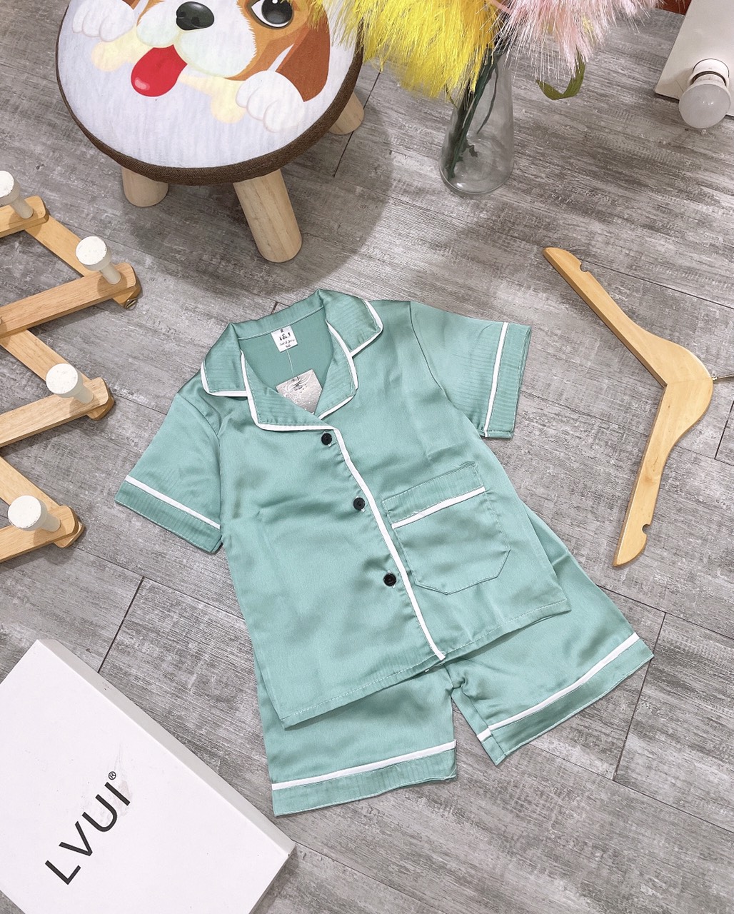 bộ pizama lụa satin cho bé 9-22kg