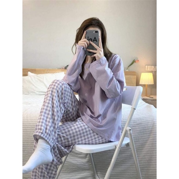 đồ bộ mặc nhà dài tay Quảng Châu vải lụa sữa