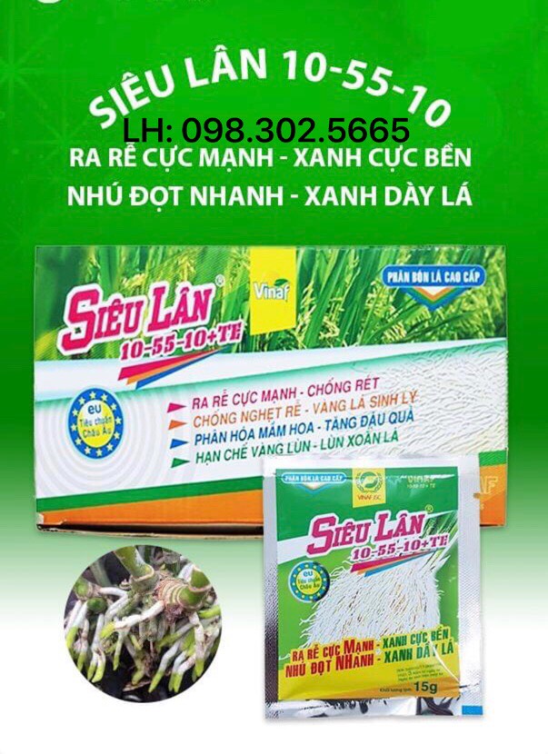 5 gói PHÂN BÓN SIÊU LÂN 10-55-10+ TE 15G (PHÂN BÓN SIÊU LÂN 10-55-10+ TE 15G)