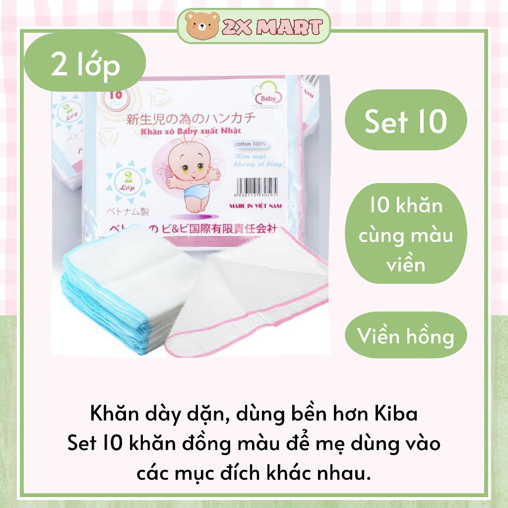 Khăn sữa kiba 2lớp,3lớp, 4lớp(10chiếc)