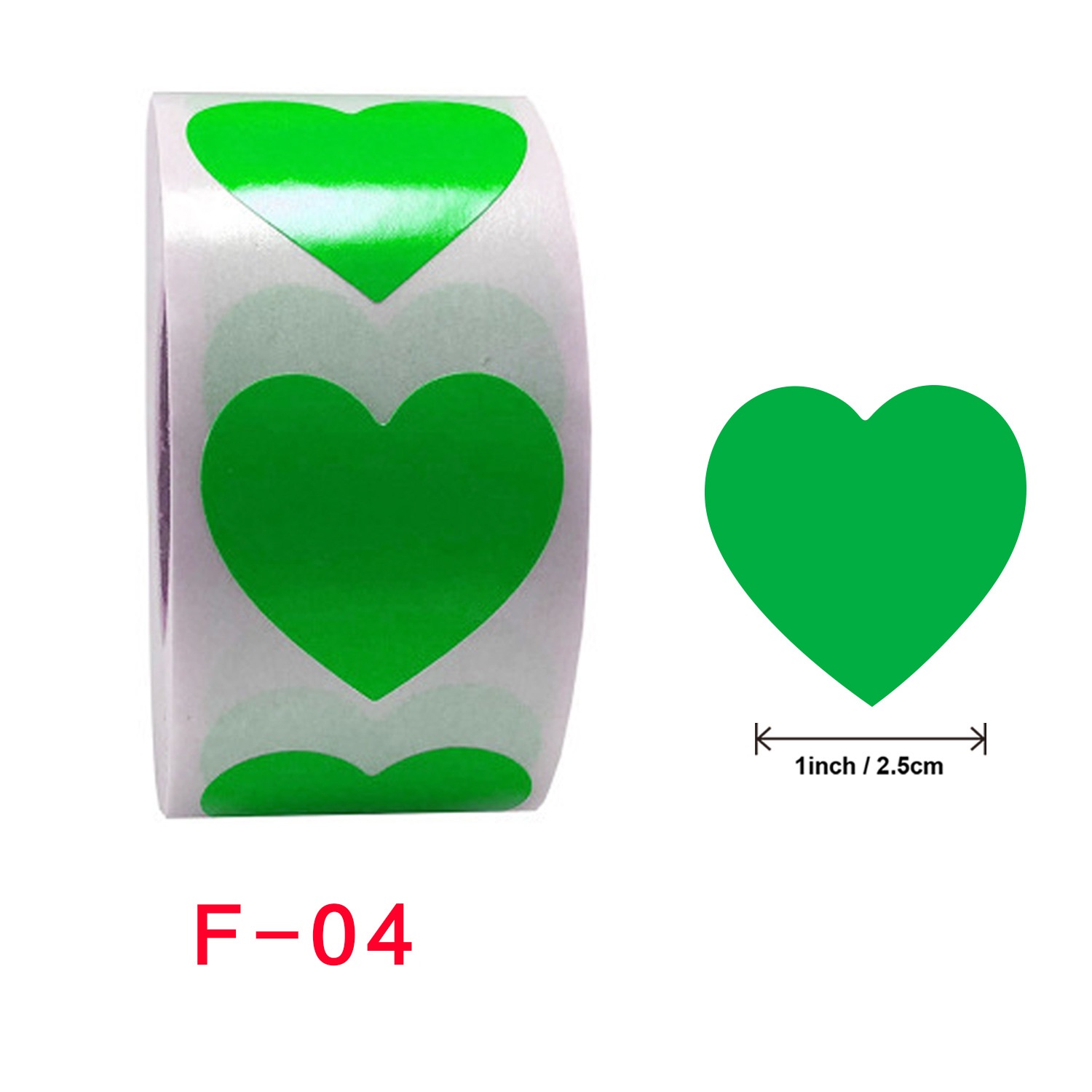 Cuộn 500 tem Sticker Trái tim in màu tự dính 2.5cm