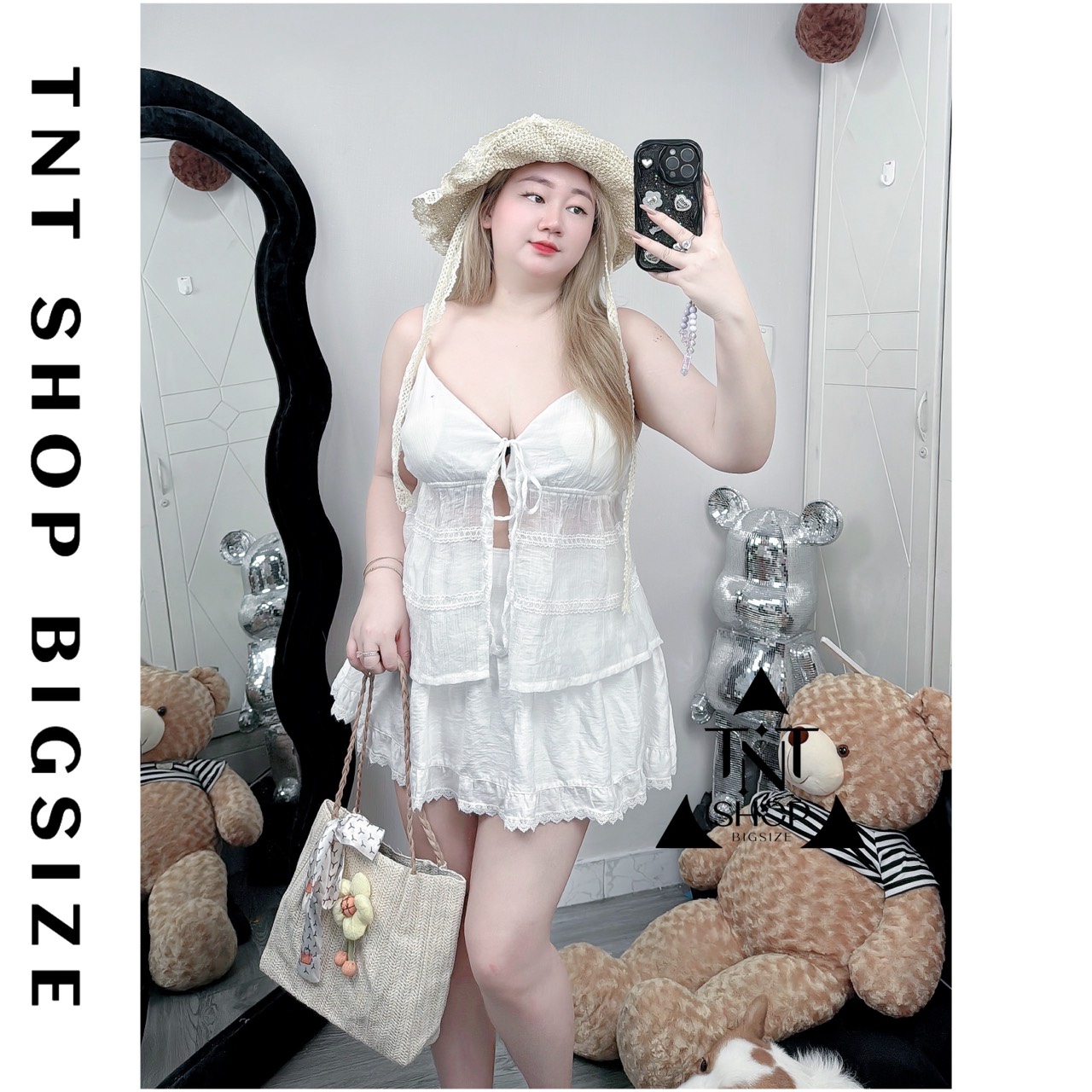 ÁO LƯỚI 2 DÂY CỔ V  [TNT SHOP BIGSIZE 60KG 90KG]