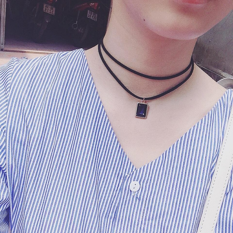 [HCM]TATOO CHOKER 2 TẦNG MẶT ĐÁ