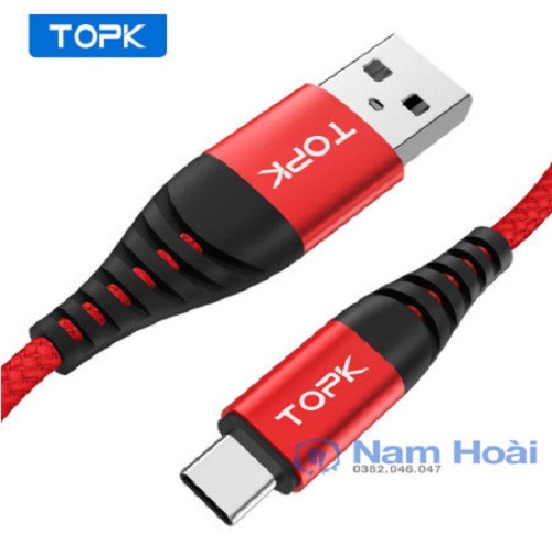 Dây Cáp Sạc Nhanh TOPK AN42 Cho Micro USB Type C Lightning Đầu Nối USB Dây Nylon Bện Dài 1 mét