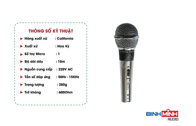 Micro có dây California Pro 565M - Hàng chính hãng