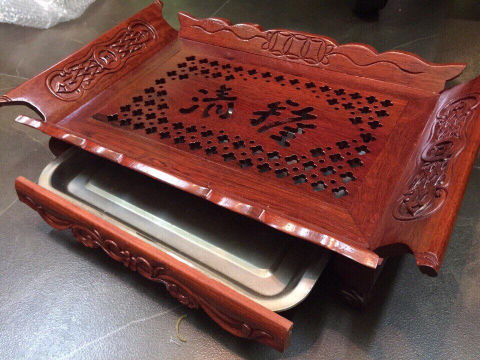 khay trà tai cuốn gỗ hương