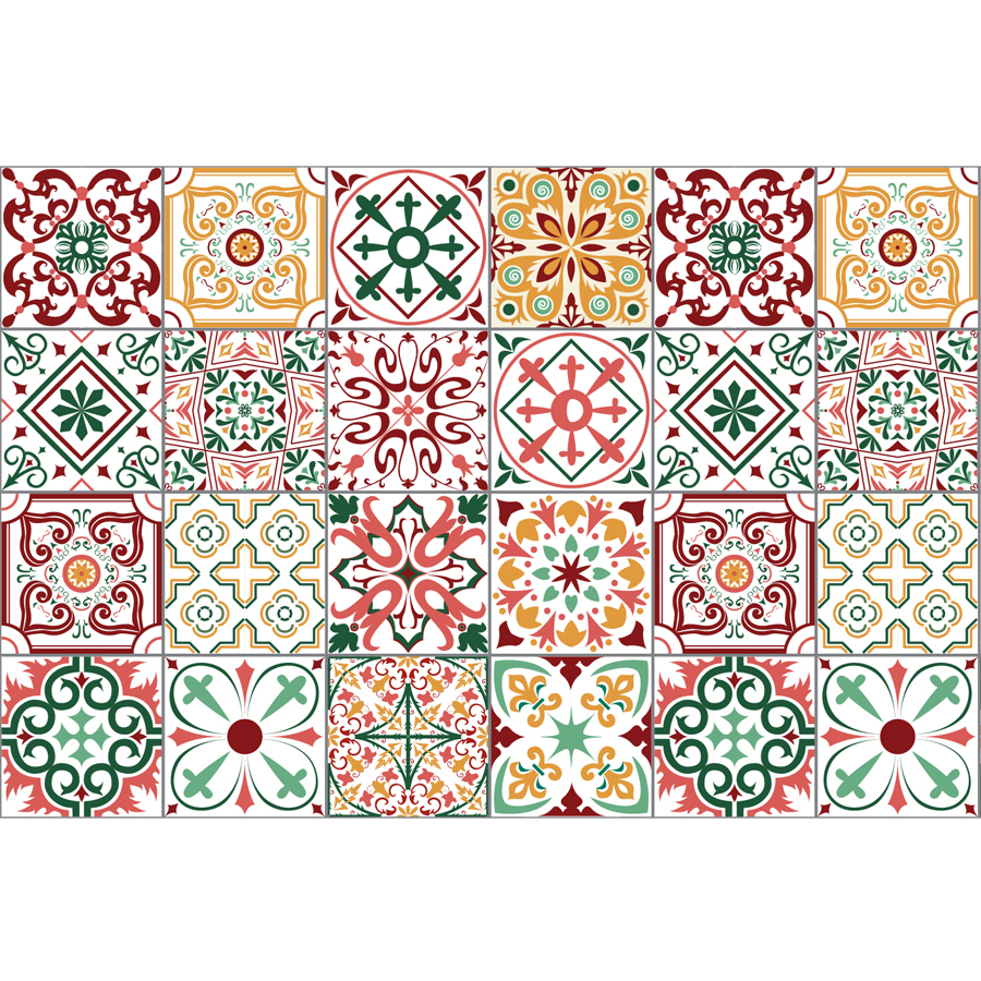[HCM]Decal gạch bông ( decal nhựa thật không phải decal giấy PP) Set 32 ô 15cm - NK16 (60x120cm)