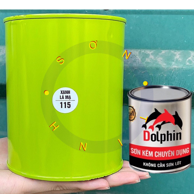 Sơn sắt mạ kẽm 1k dolphin màu xanh lá mạ 400g 800g