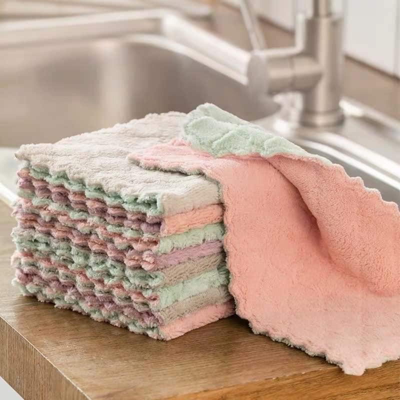 Set 10 Khăn Lau Bếp 2 Mặt Đa Năng Siêu Tiện Lợi, Mềm Mịn, Thấm Hút Tốt