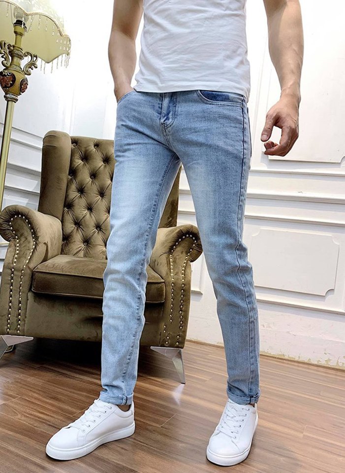 Quần Jean Nam Dáng Ôm Bó Gấu