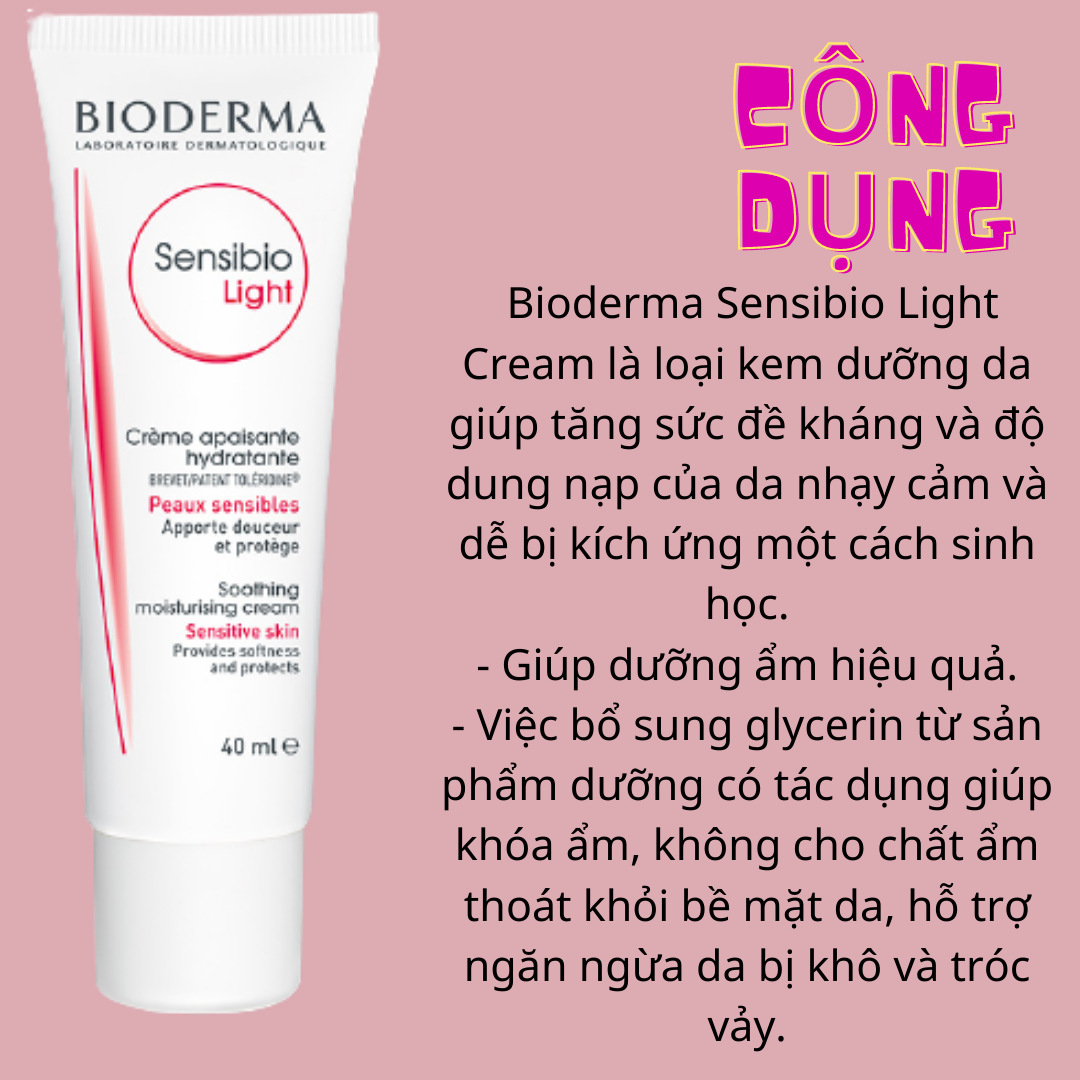 [HCM]Kem Cấp Ẩm Da Bioderma Sensibio Light 40ml