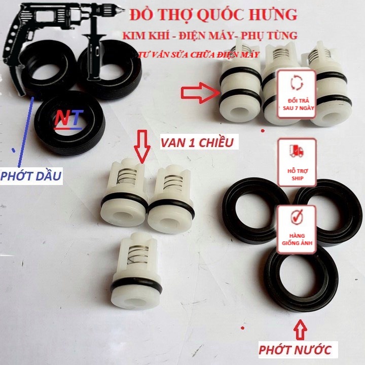 Bộ phớt, van một chiều máy bơm rửa xe mini cao áp dùng phớt 12-20, 12 chiếc useful-3r bach hoa minh diep