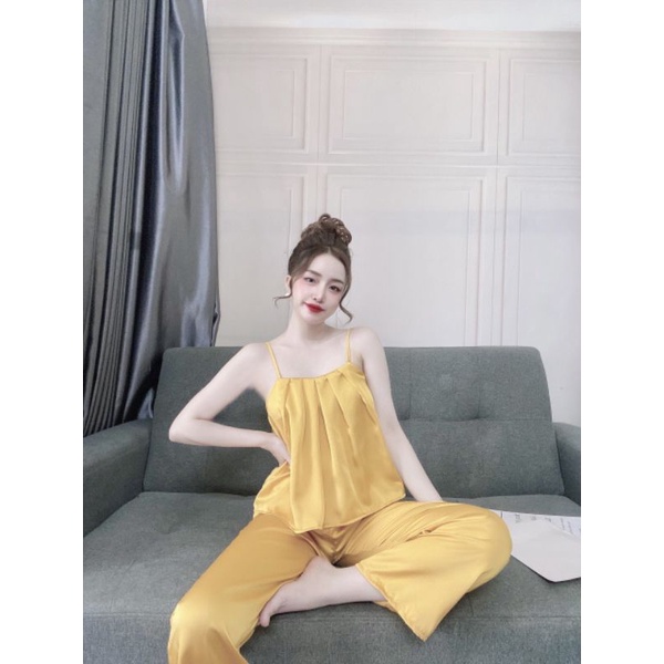 ☘️☘️Đồ Ngủ siêu rẻ💕💕 Sét đồ lụa satin quần dài áo gấp ly siêu xinh 💕