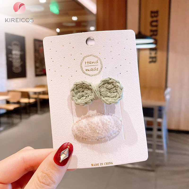 Set 2 kẹp tóc nơ len cute cho baby cao cấp - kireicos