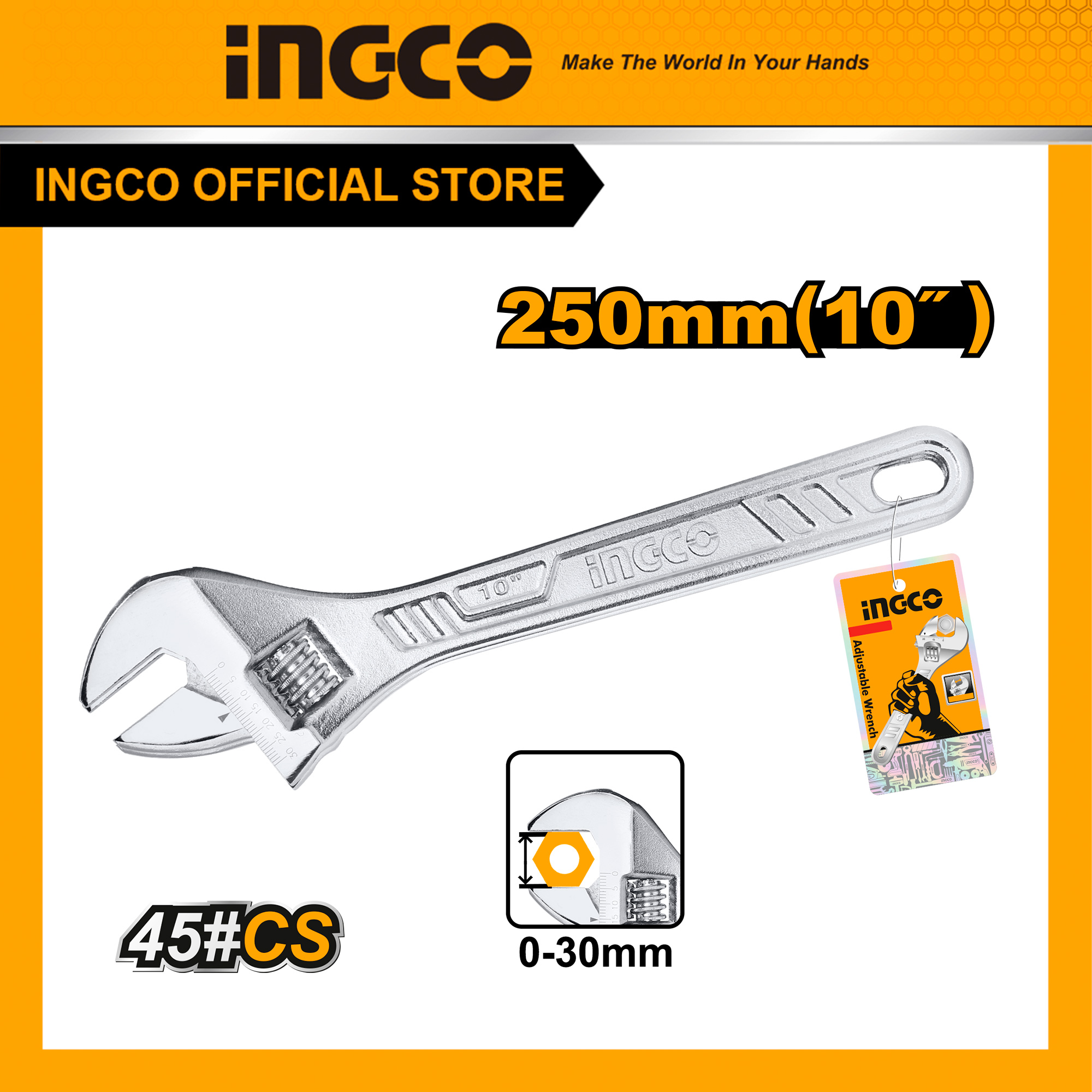 Mỏ lết công dài ingco dài 150mm hadw131068 mở rộng 0-24mm, dài 200mm hadw131082 mở rộng 0-24mm, dài 250mm hadw131102 mở rộng 0-30mm